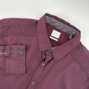 J.B. Holt Men's Large Maroon Standard Fit Long Sleeve Button Up Floral‎ Collar